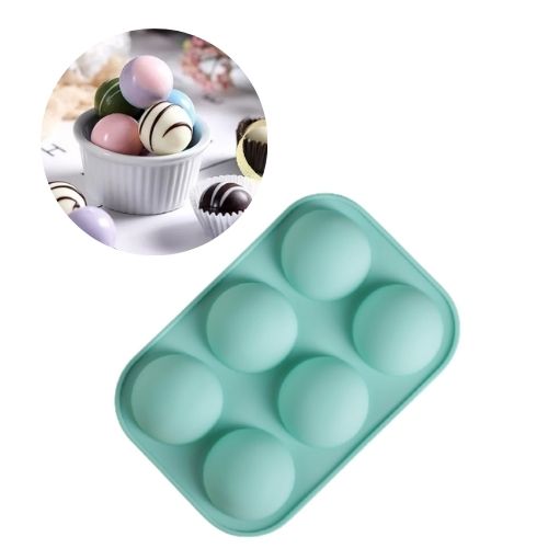 Forma din silicon pentru cupcake si bomboane din ciocolata, Zola®, 6 bile, 19.5x13.5x2.5 cm, turcoaz Forma din silicon pentru cupcake si bomboane din ciocolata, Zola®, 6 bile, 19.5x13.5x2.5 cm, turcoaz